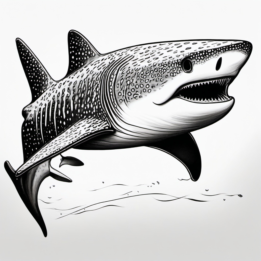 drawing of Whale shark  minimal rough sketch scribbles,doodles,black and white