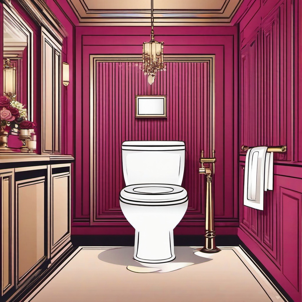 Toilet clipart - fancy toilet in a luxurious bathroom  color,minimalist,vector clipart