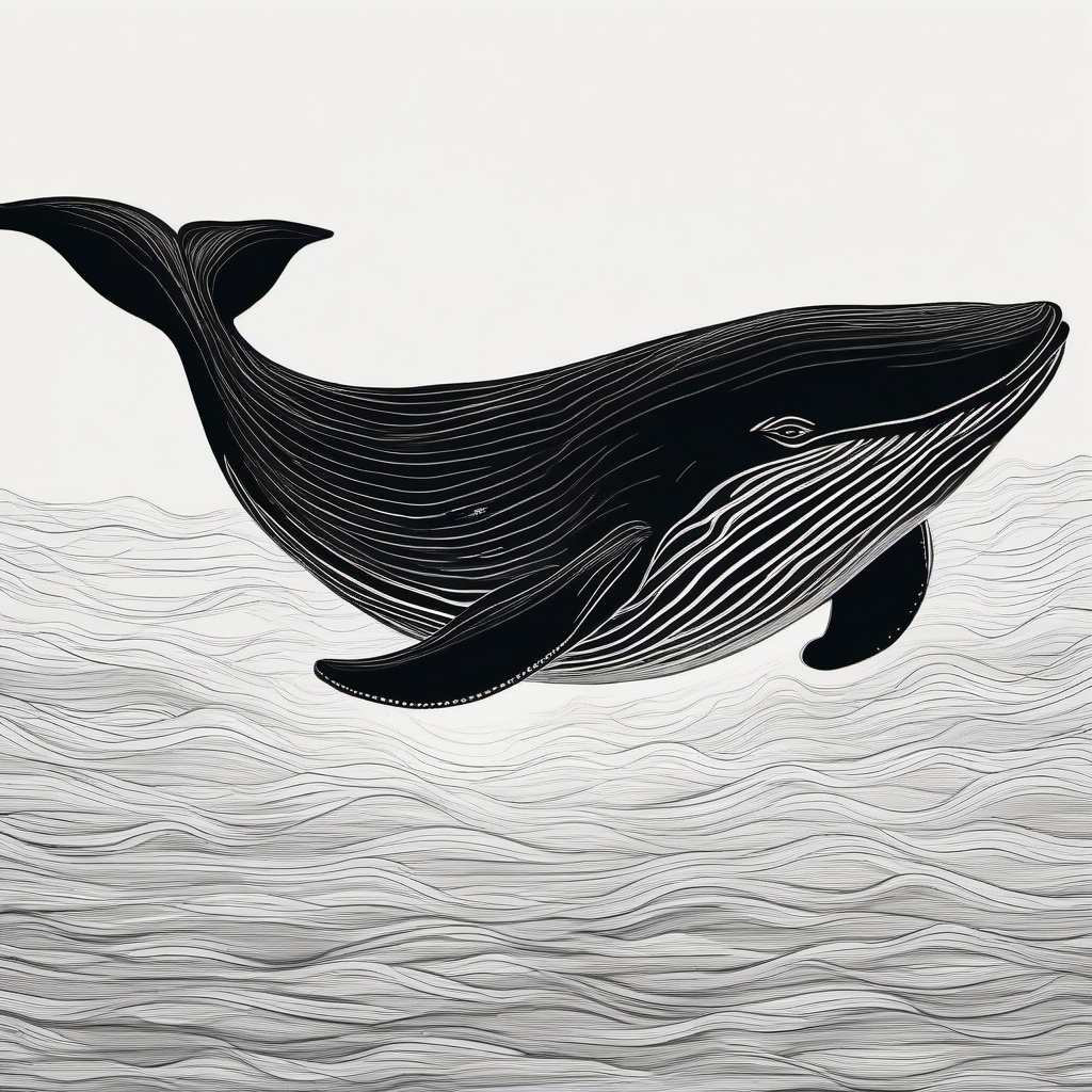 drawing of a whale in a peaceful sea  minimal rough sketch scribbles,doodles,black and white