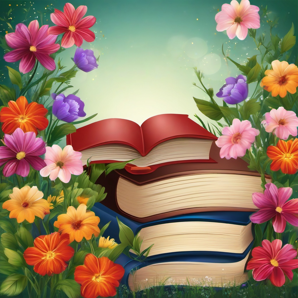 Book clipart - surrounded by flowers  