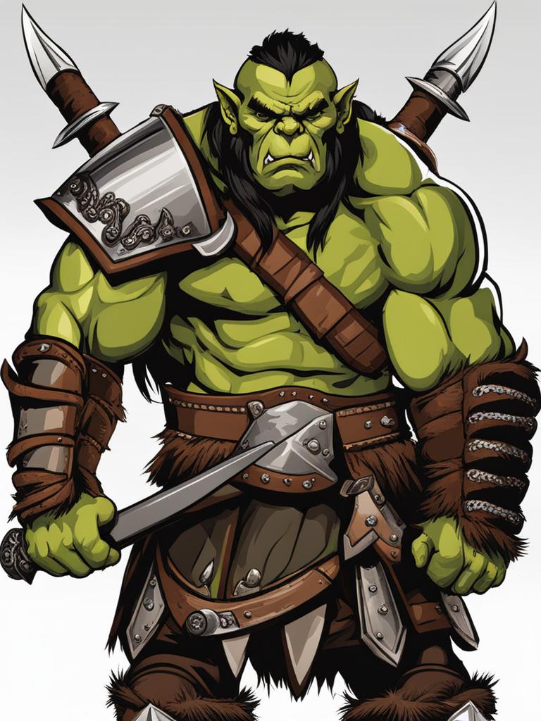 orc clipart - a fierce orc warrior with tusks and armor. 