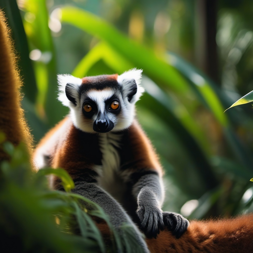 Cute Lemur Exploring a Jungle Oasis 8k, cinematic, vivid colors