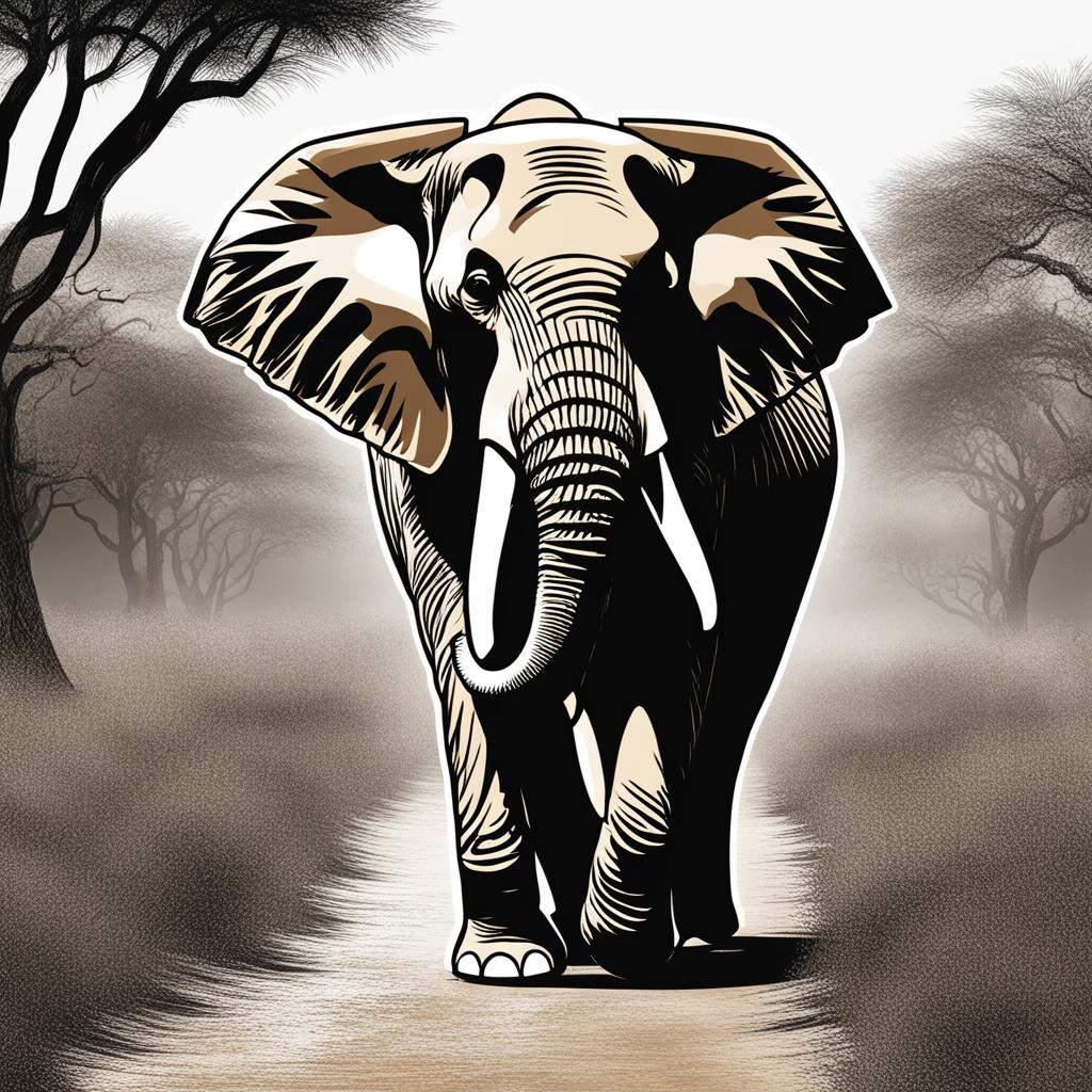 elephant clipart,parading majestically through an african savannah 