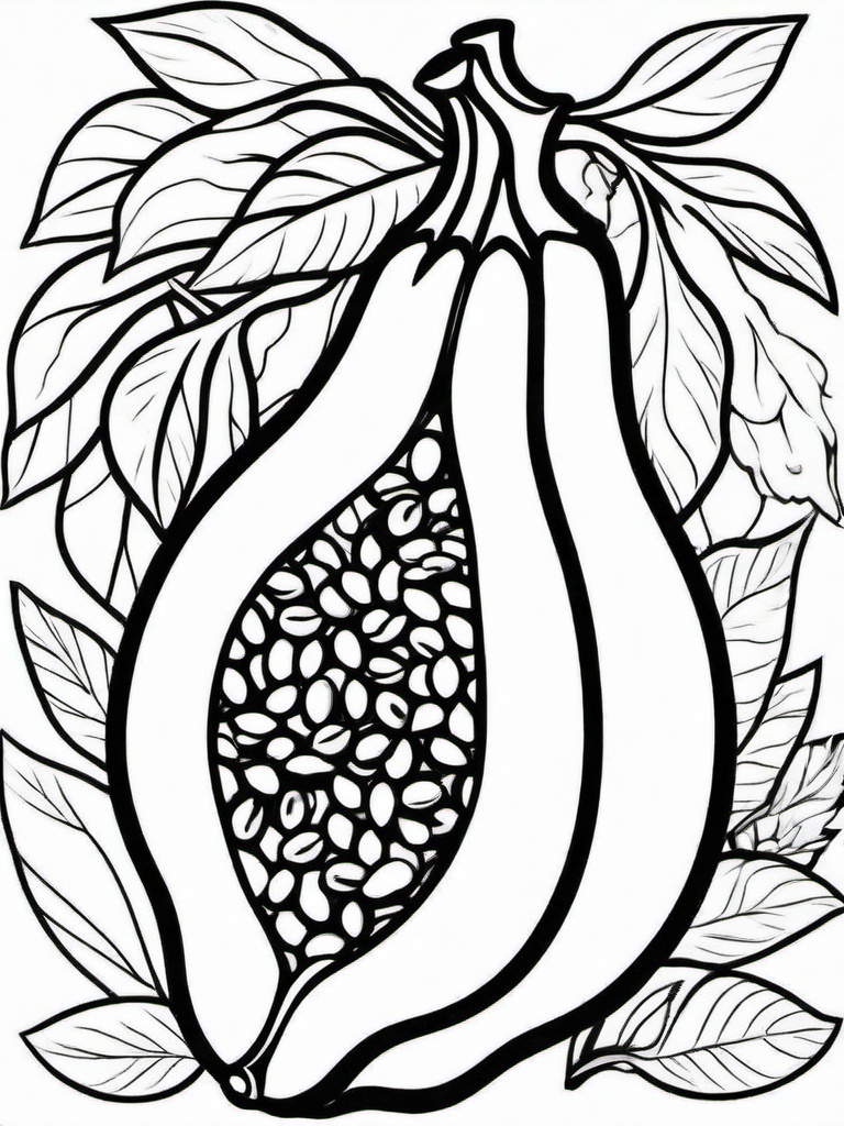 Fruit Coloring Pages - Papaya with seeds inside  simple coloring pages