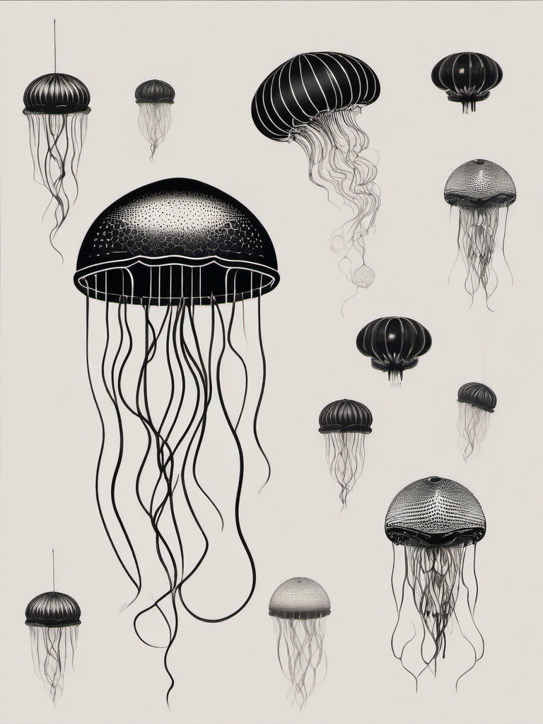 Black Jellyfish Tattoo - Embrace the enigma in black ink.  minimalist color tattoo, vector