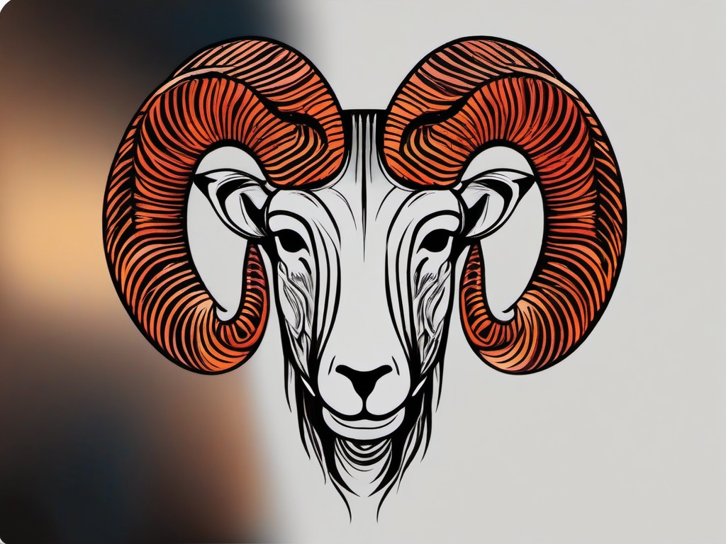 aries tattoo ram  simple vector color tattoo