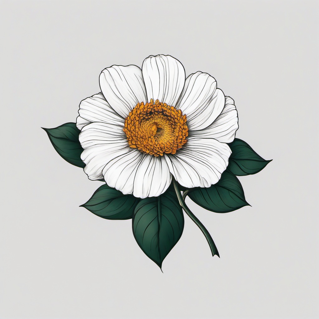 August Flower of the Month Tattoo - Tattoo representing the flower associated with the month of August.  simple color tattoo,minimalist,white background