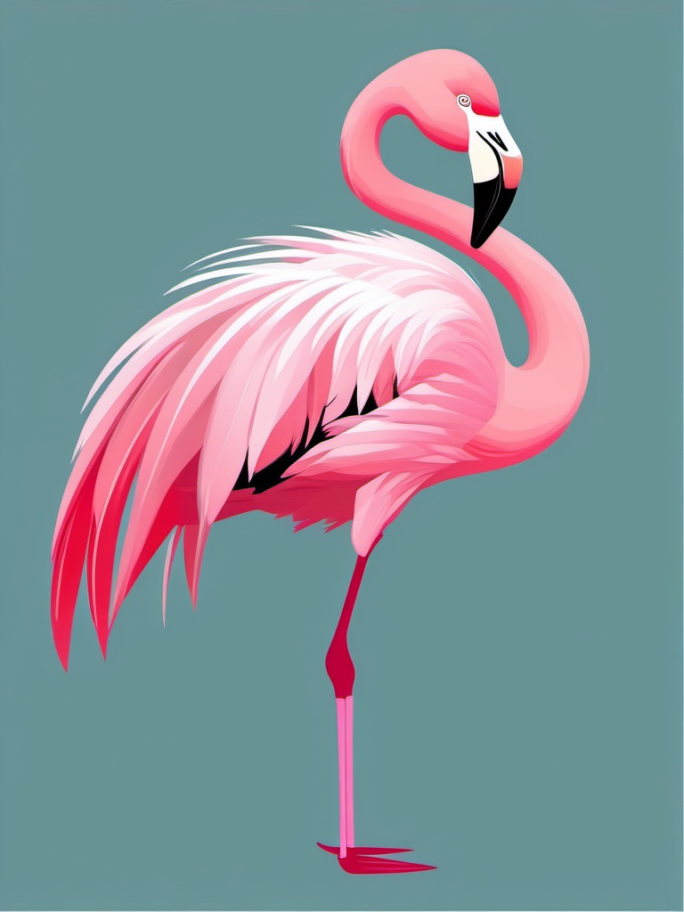 Flamingo Clipart - Flamingo with its elegant pink plumage , minimal, 2d