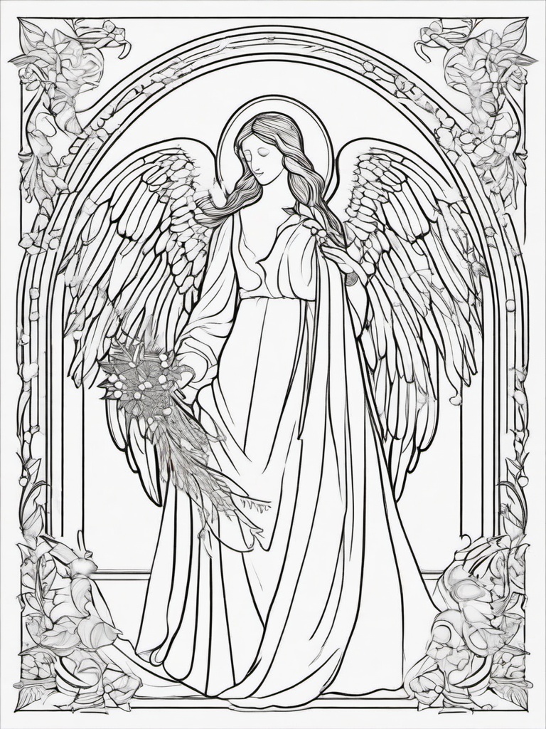 Christmas Angel Coloring Pages - Guardian Spirit of the Season  minimal black outline printable sheet, coloring page