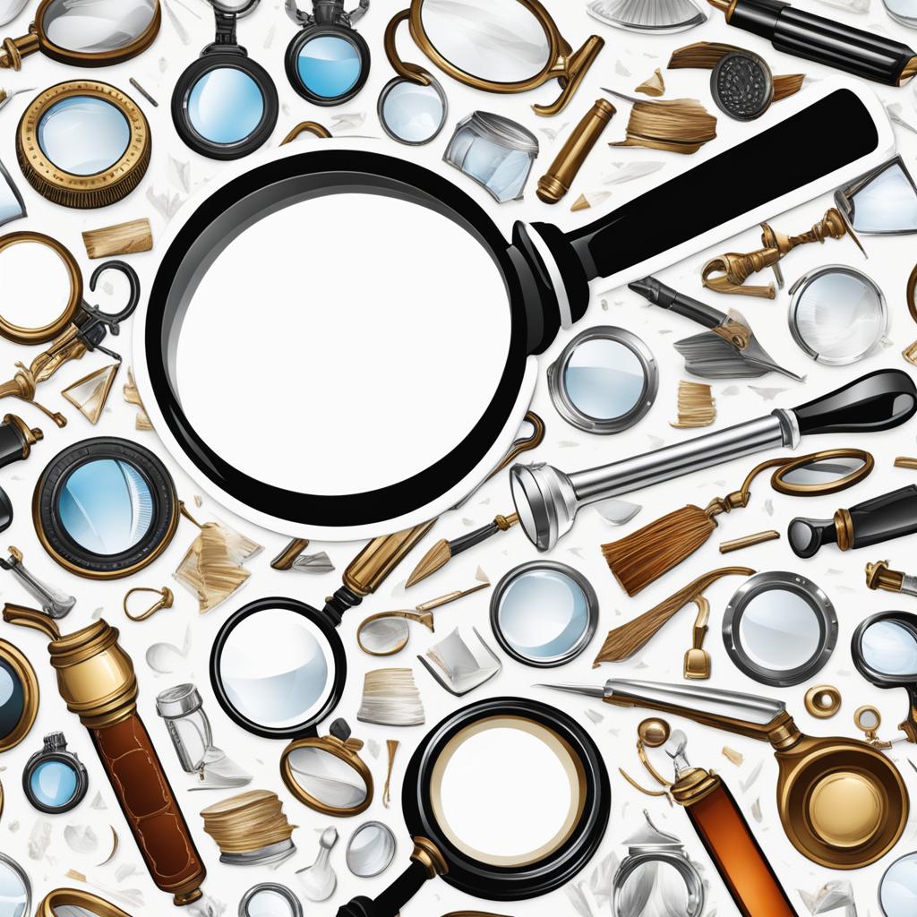 magnifying glass clipart - a magnifying glass revealing hidden details 