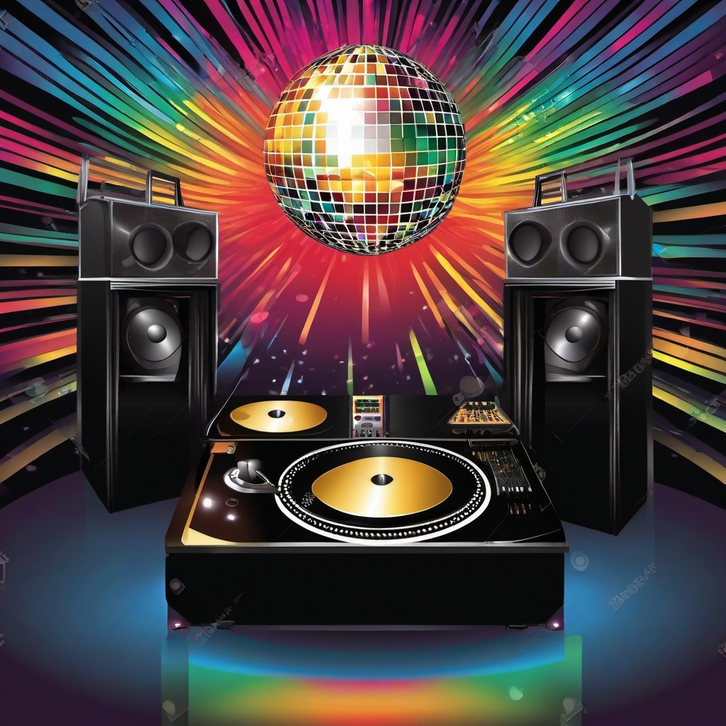 Disco Ball clipart - DJ booth with disco ball  vector clipart