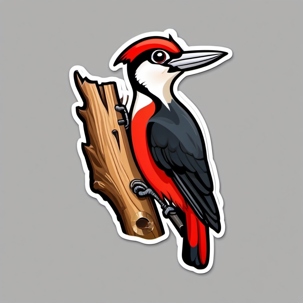 Woodpecker cartoon - tree-drilling bird  cartoon sticker style