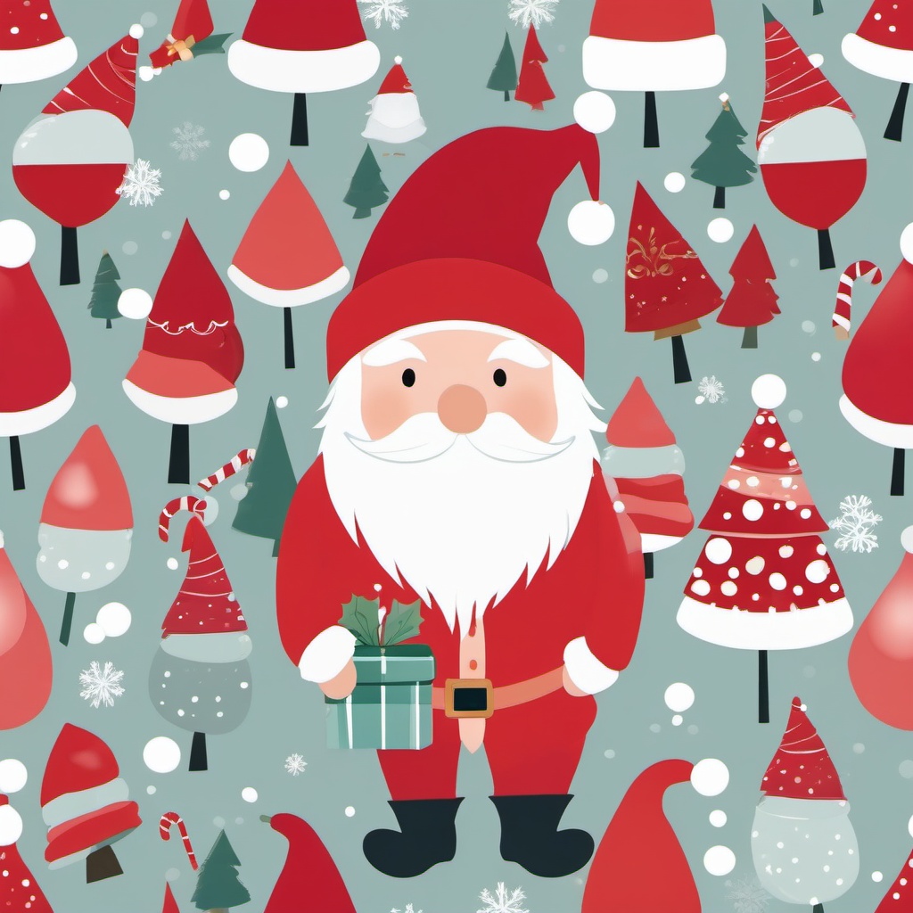 Christmas gnome clipart, A whimsical Christmas gnome with a red hat.  simple, 2d flat