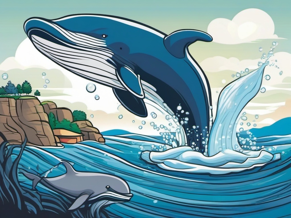 Whale Cartoon - Cartoon of whale spouting water  