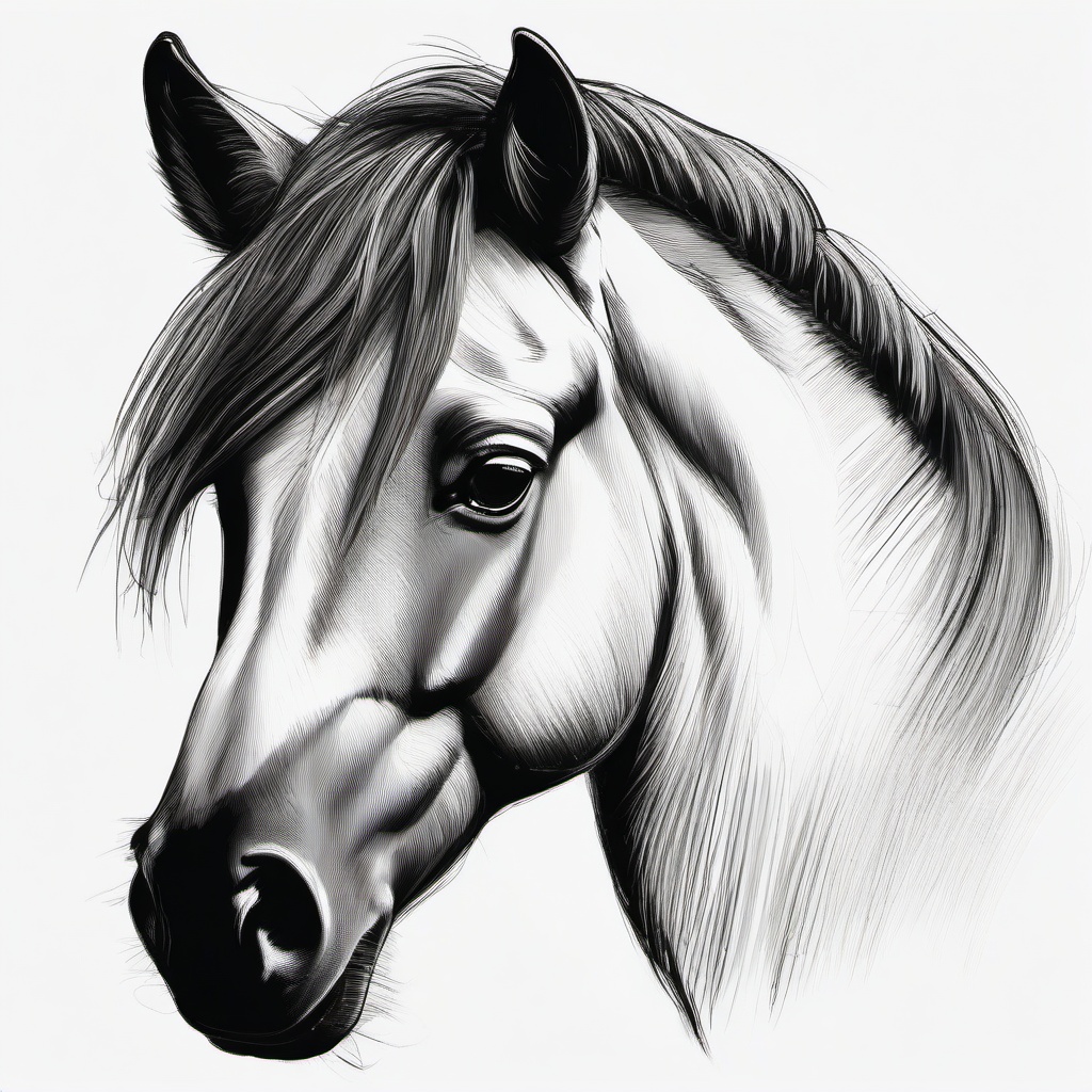 drawing of Miniature horse  minimal rough sketch scribbles,doodles,black and white