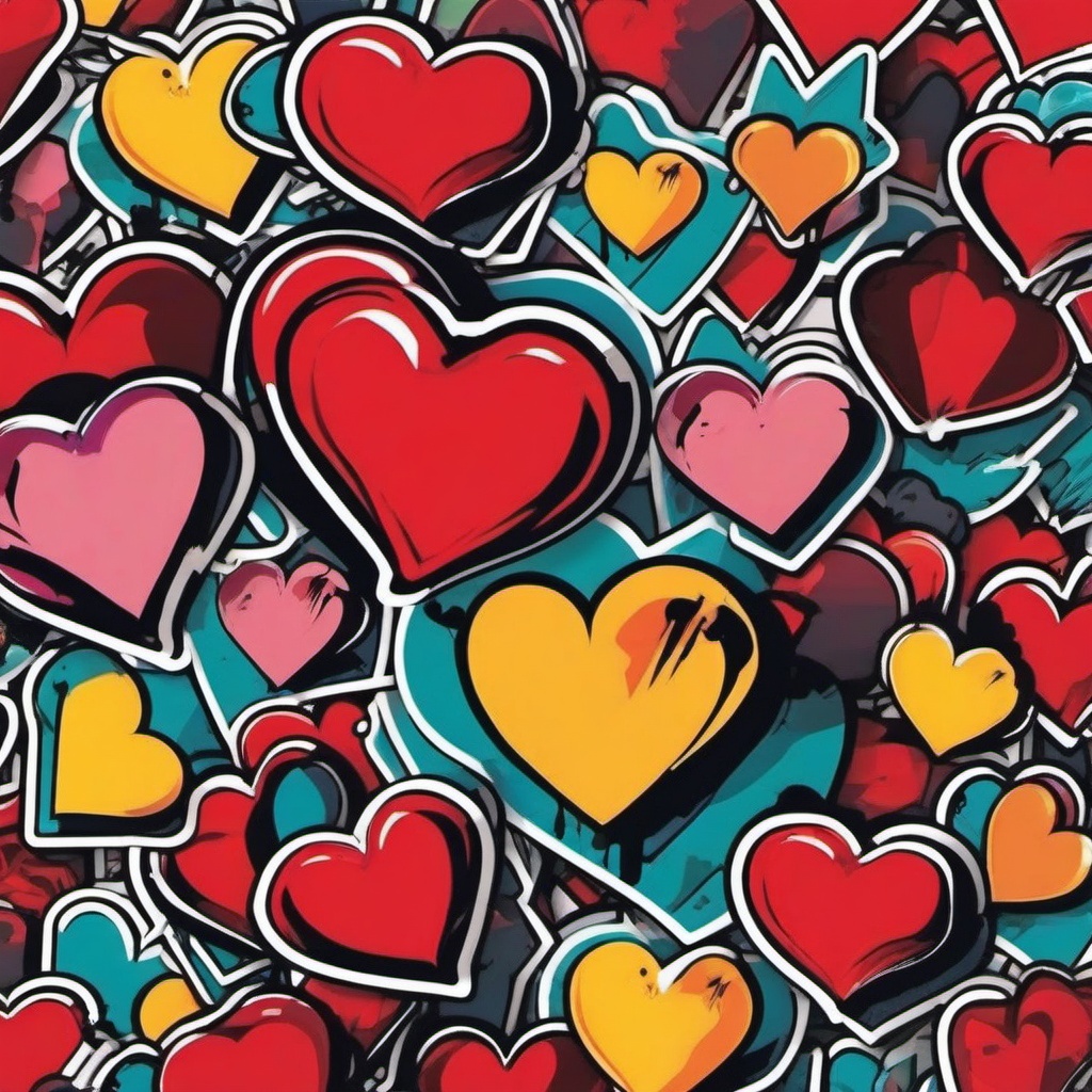 Street Art Heart sticker- Urban Love Expression, , color sticker vector art