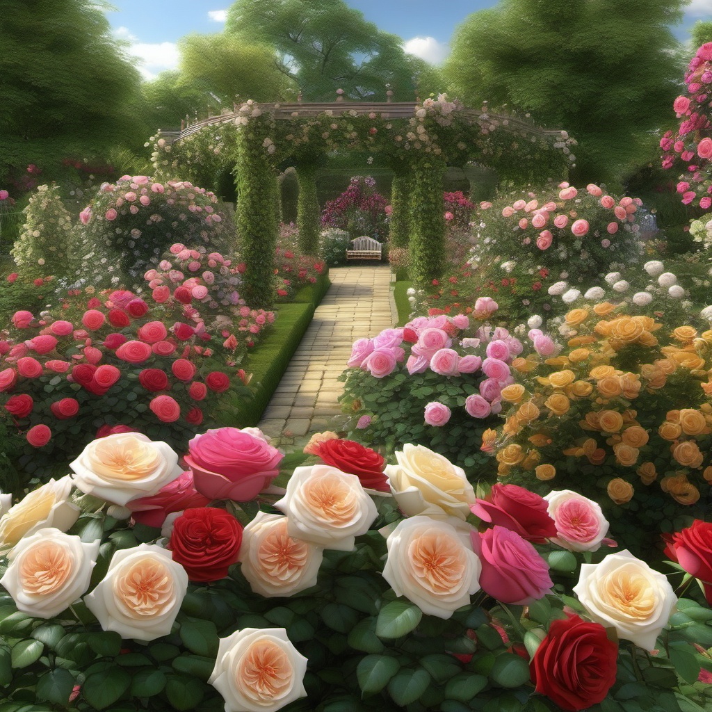 English Rose Garden - Create a classic English garden filled with roses. multicoloured, photo realistic, hyper detail, high resolution