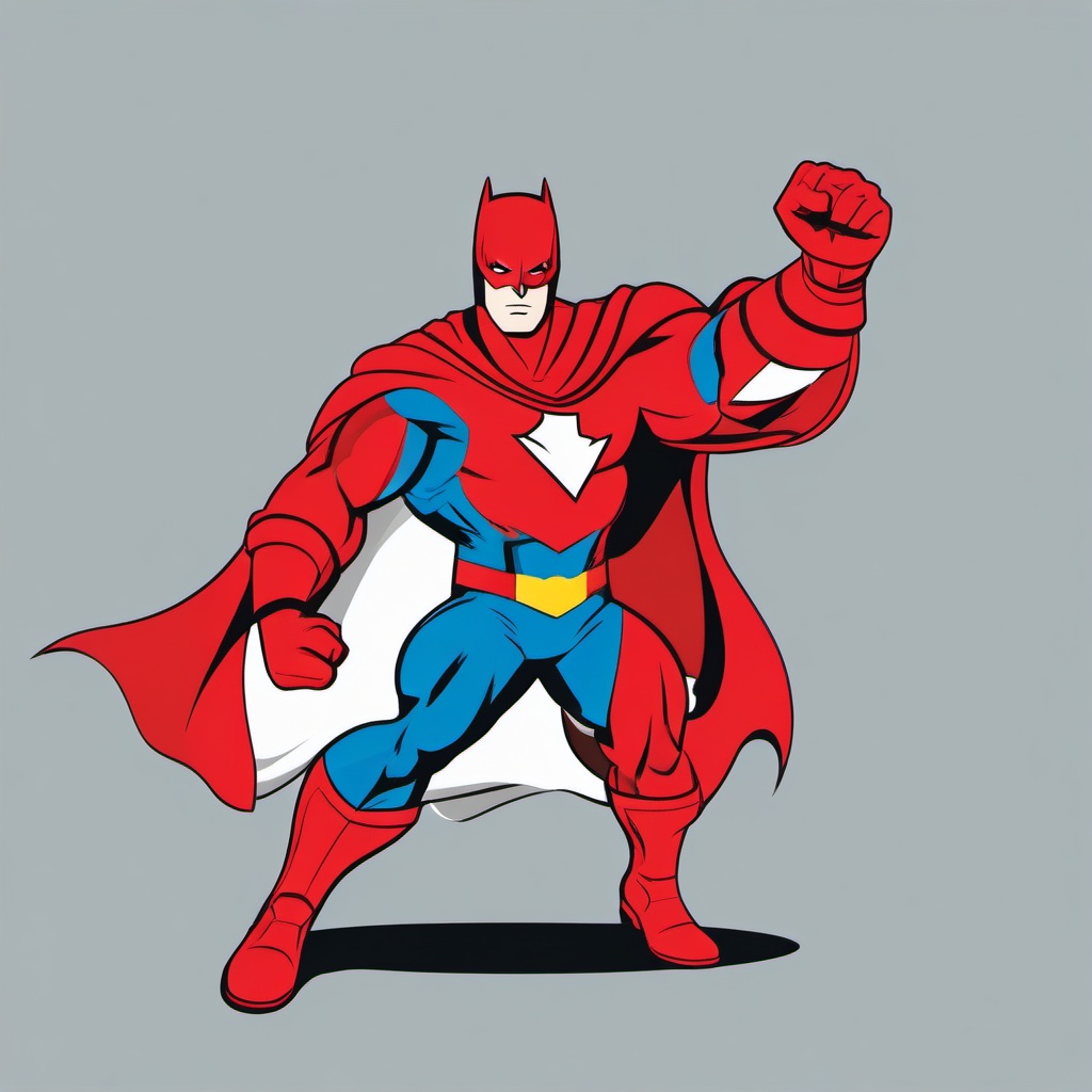 Superhero clipart - superhero in an action pose ready to fight  color,minimalist,vector clipart