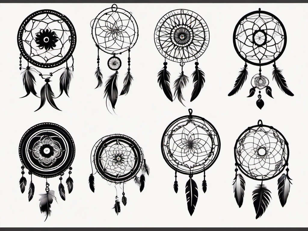 Cute Dreamcatcher Tattoos - Various cute dreamcatcher tattoo designs.  simple vector tattoo,minimalist,white background