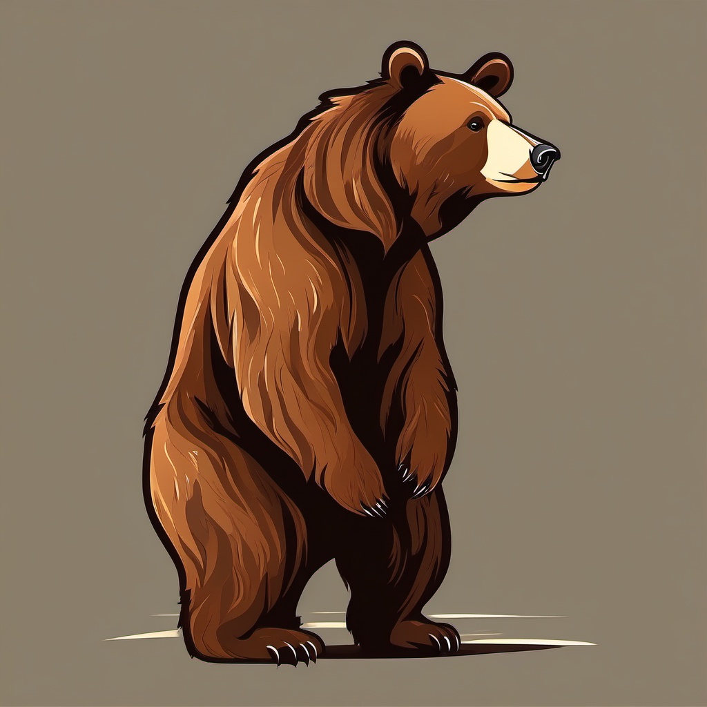 Bear Clip Art - Brown bear standing on its hind legs,  color vector clipart, minimal style