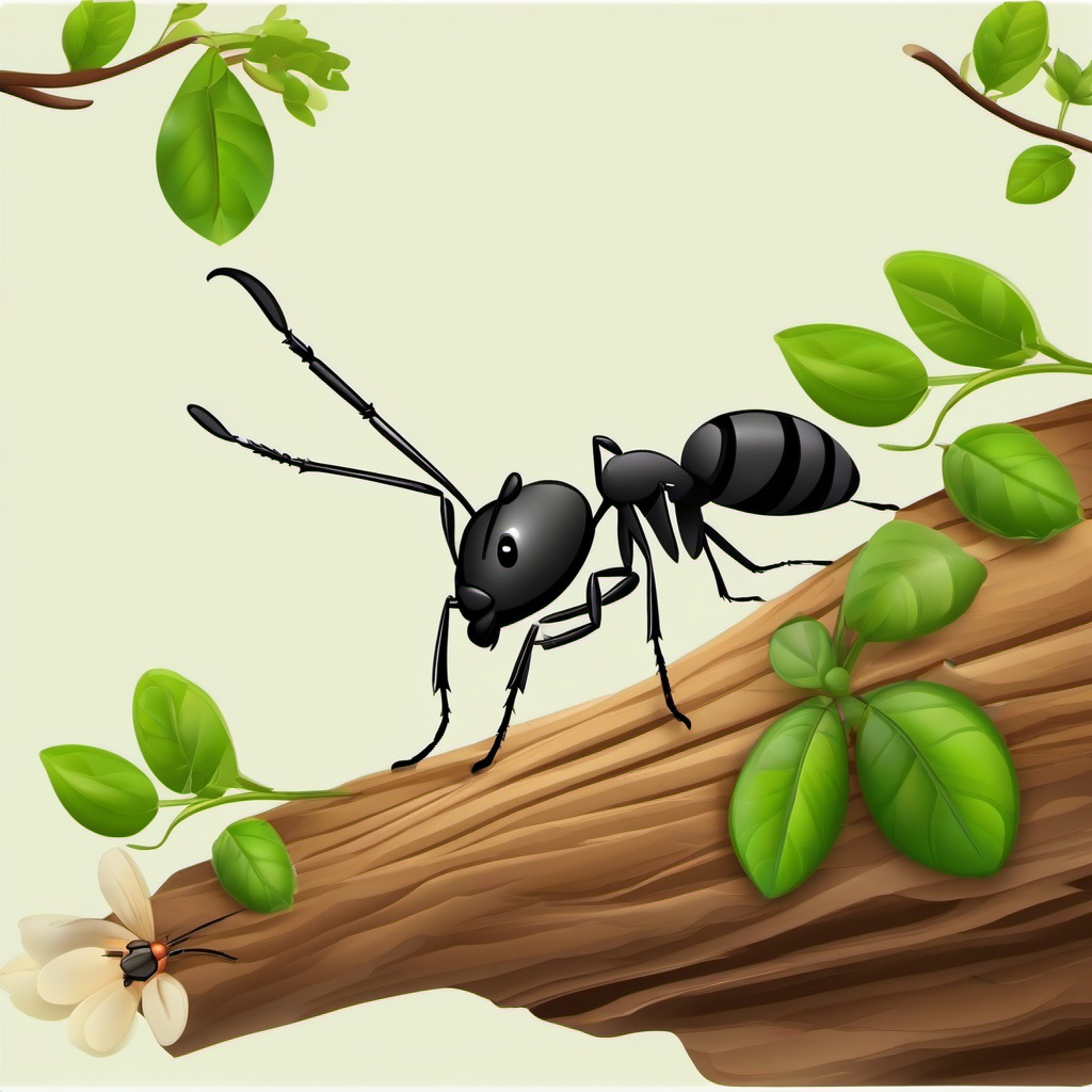 Ant clipart - ant climbing a twig  clipart