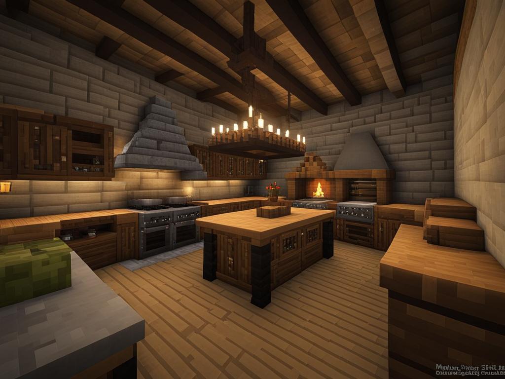 medieval-style castle kitchen with hearths and feasts - minecraft house design ideas minecraft block style