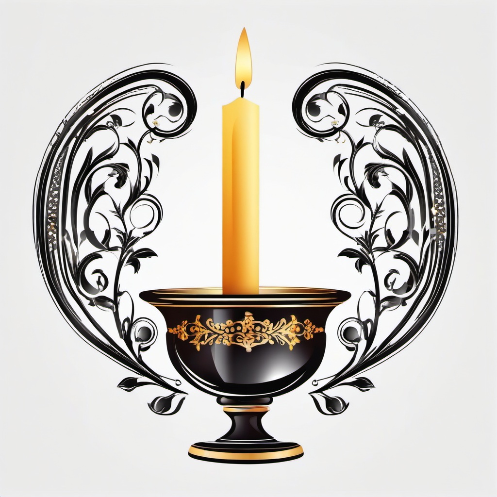 Candle clipart - Candle in a decorative holder.  vector style illustration, white background