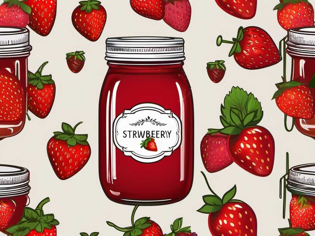 Strawberry clipart - strawberry jam in a jar  