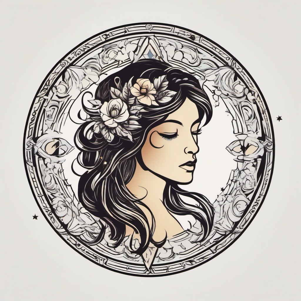 virgo astrology tattoo  simple vector color tattoo