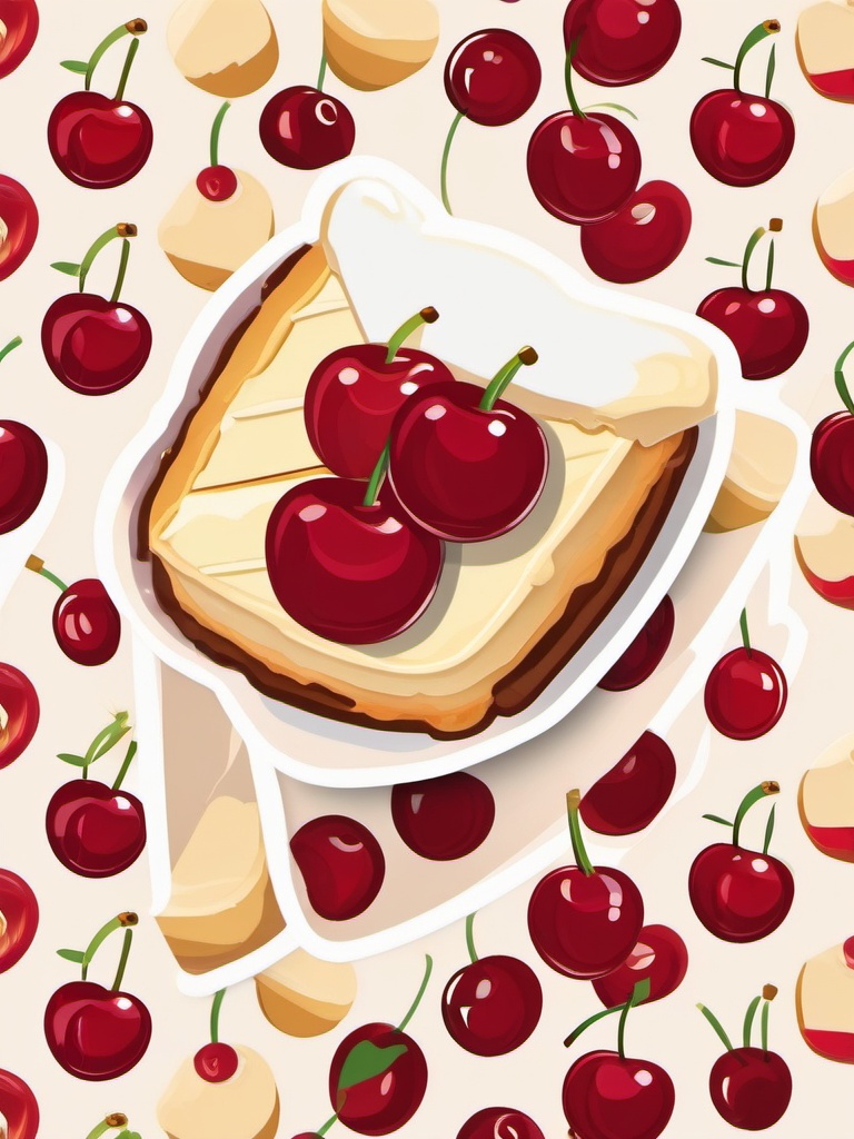 Cherry Cheesecake Sticker - Indulge in the creamy and fruity layers of cherry cheesecake, , sticker vector art, minimalist design