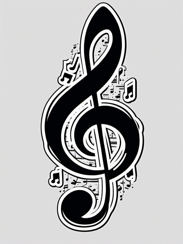 Music Note Cluster Sticker - Cluster of musical notes, ,vector color sticker art,minimal