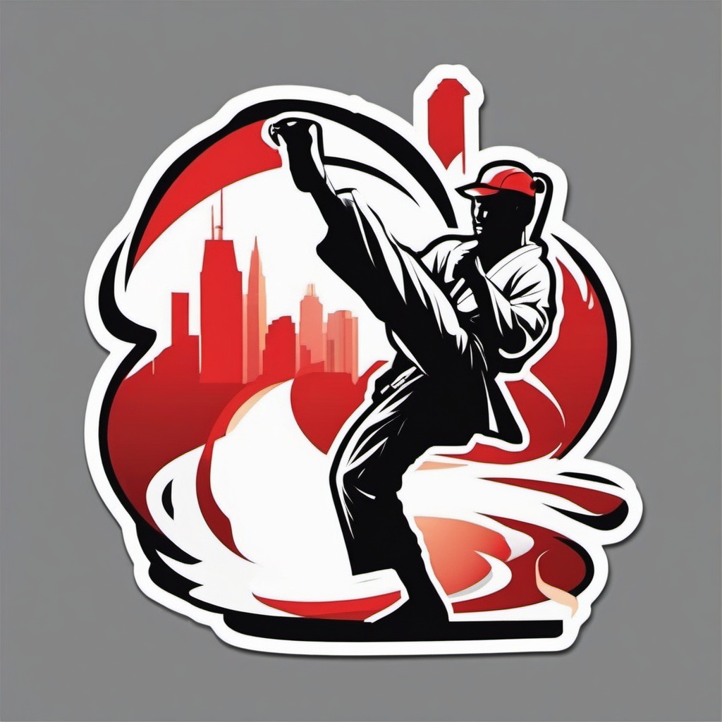 Karate Kick Sticker - Martial arts discipline, ,vector color sticker art,minimal