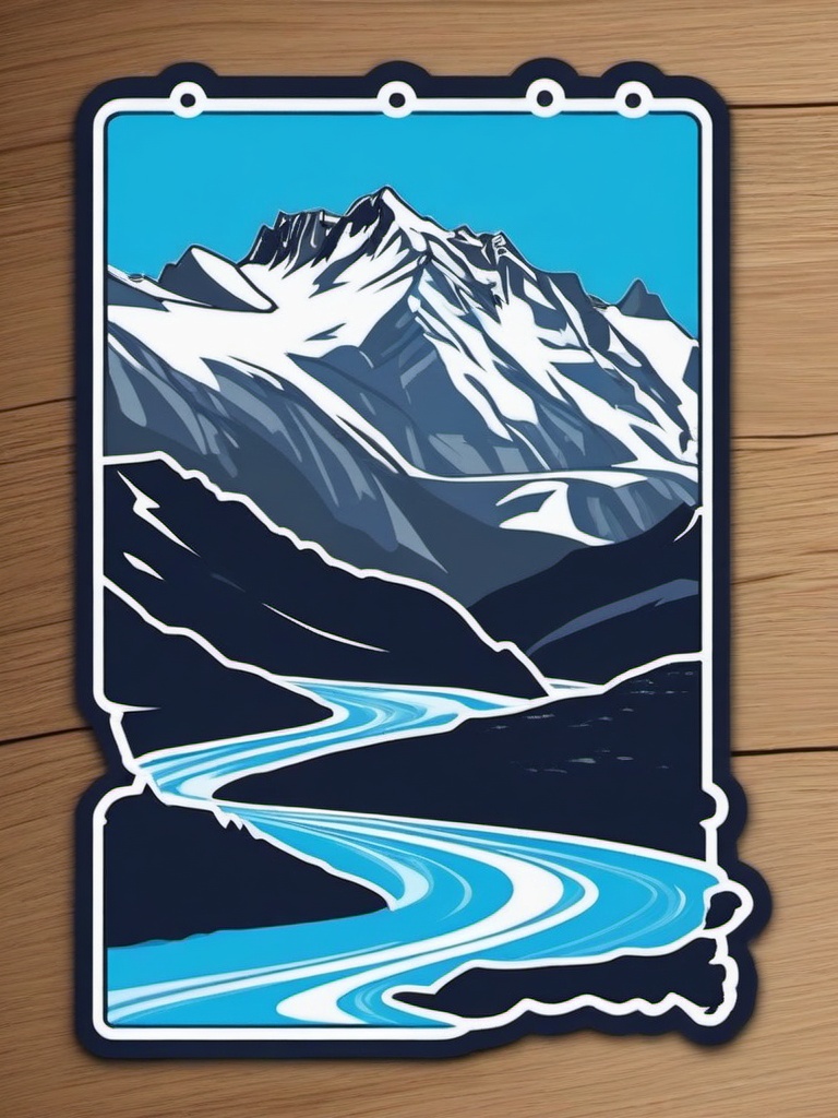 Aletsch Glacier sticker- Longest glacier in the Alps, , sticker vector art, minimalist design