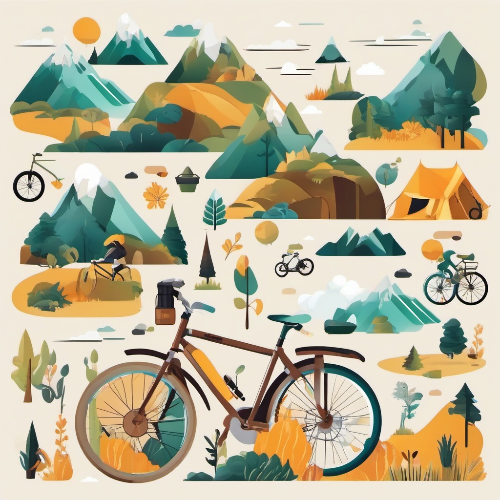 Bicycle Adventure clipart - Adventurous biking journey, ,vector color clipart,minimal