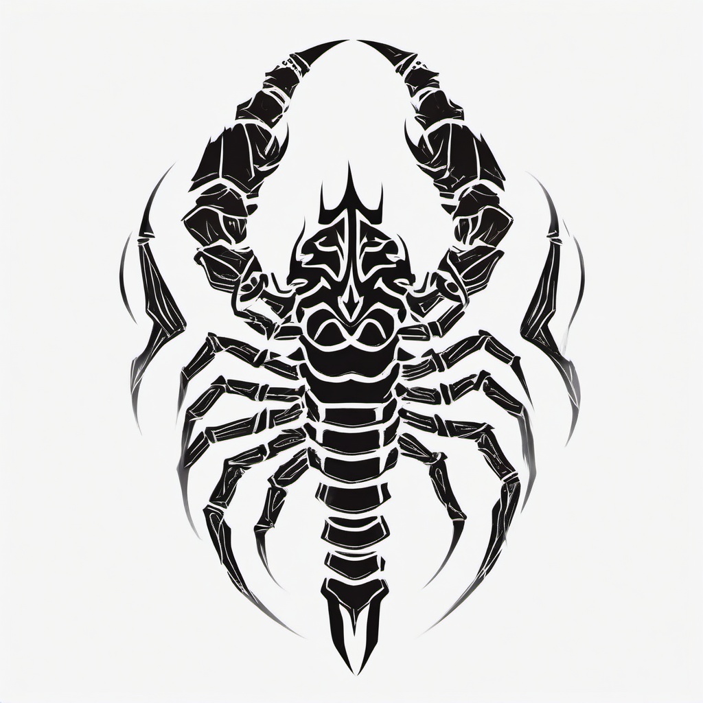 Tribal Scorpio Tattoo - Infuse tribal aesthetics into your Scorpio tattoo for a unique and culturally inspired design.  simple vector color tattoo,minimal,white background