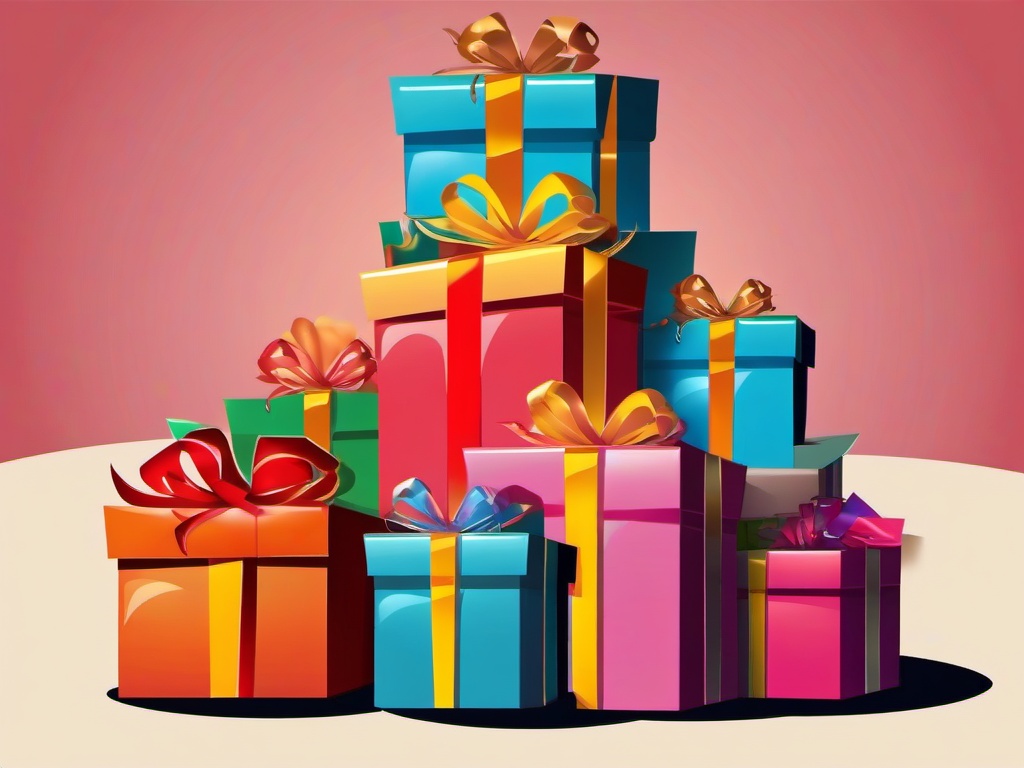 Present clipart - multiple presents stacked for a party  