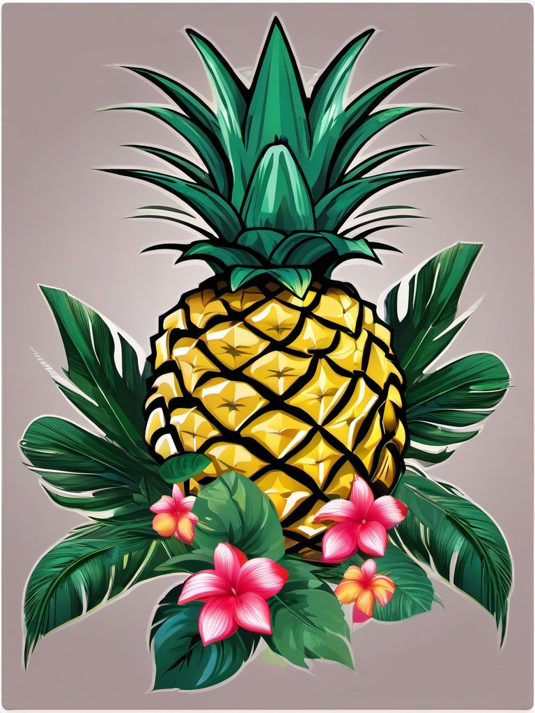 Pineapple clipart - pineapple with a tropical background  clipart