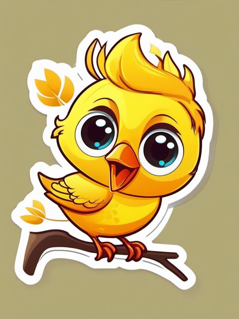 Canary cartoon - cheerful bird with a bright song  cartoon sticker style