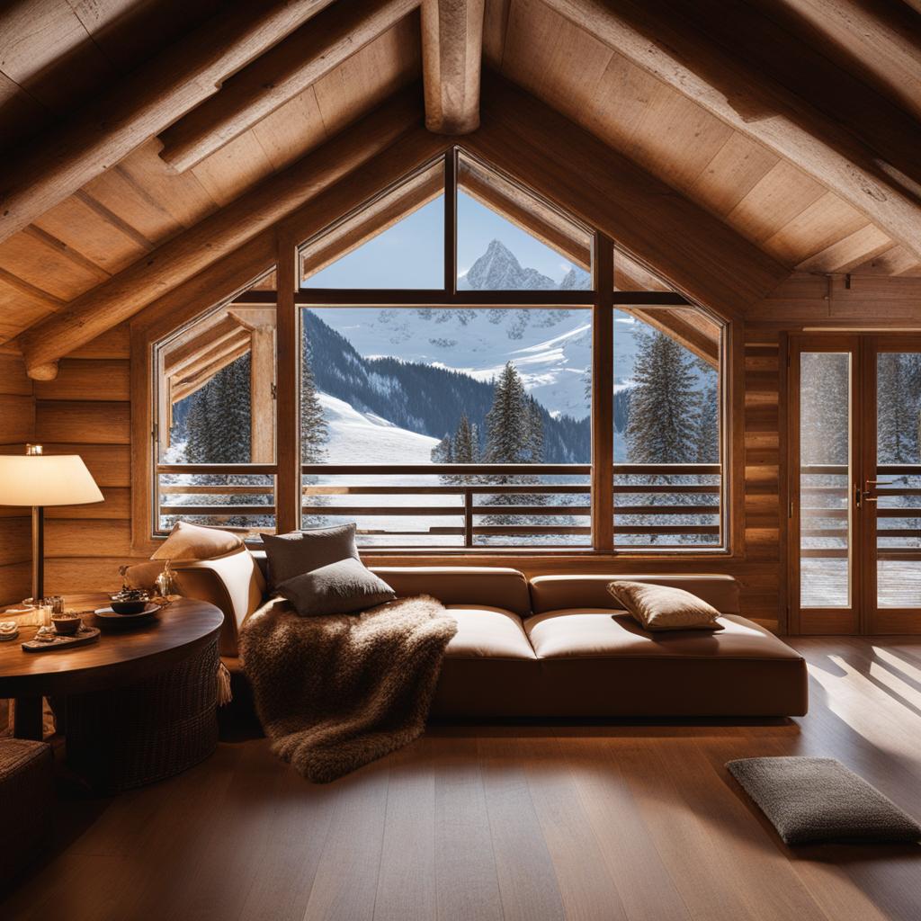 alpine chalets, with cozy log cabins, provide respite in the swiss alps. 