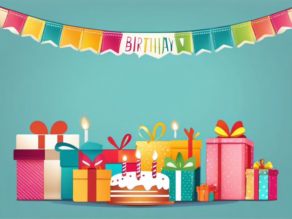 Birthday Banner clipart - Decorative birthday banner with text, ,vector color clipart,minimal