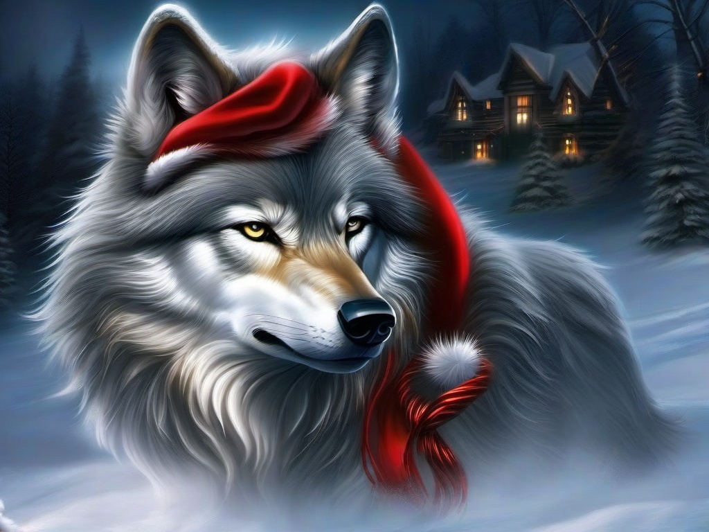 Christmas Wolf Wallpaper  