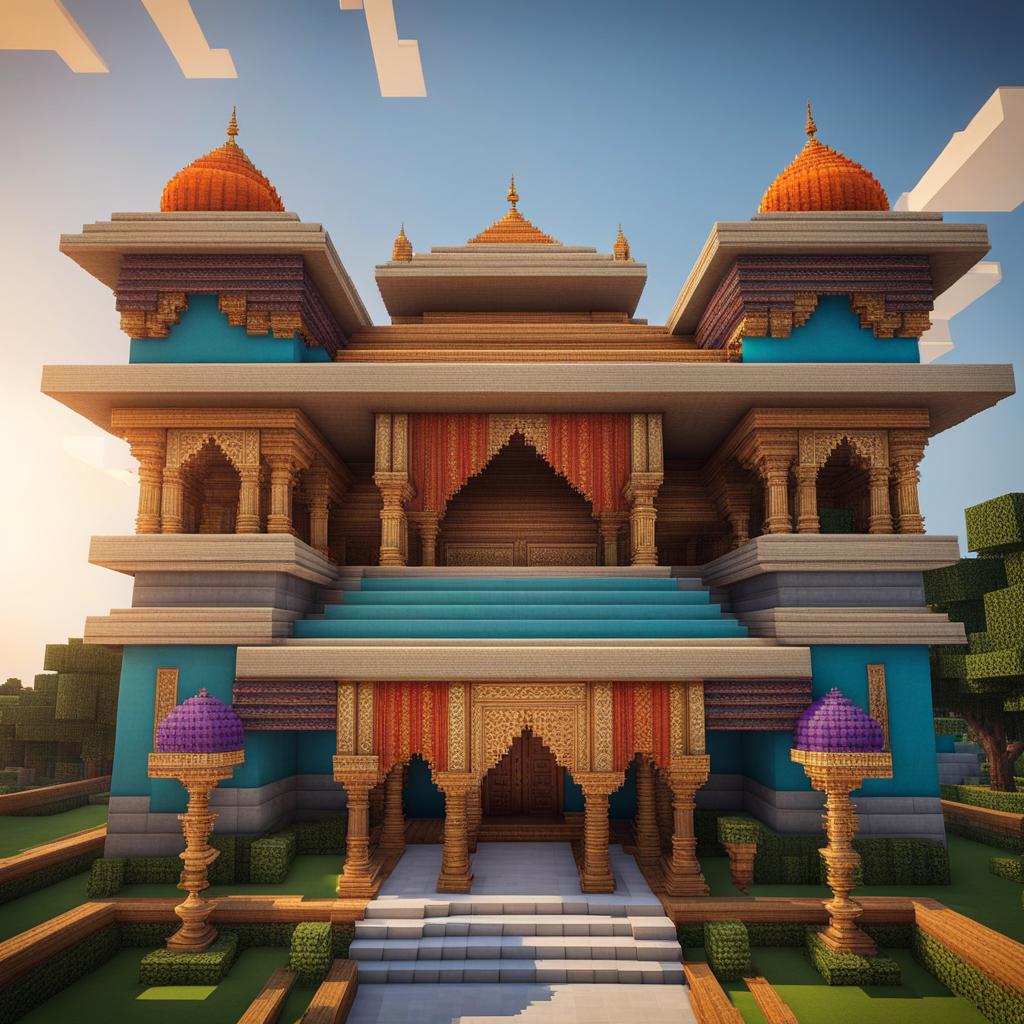 indian palace with vibrant colors and ornate designs - minecraft house ideas minecraft block style