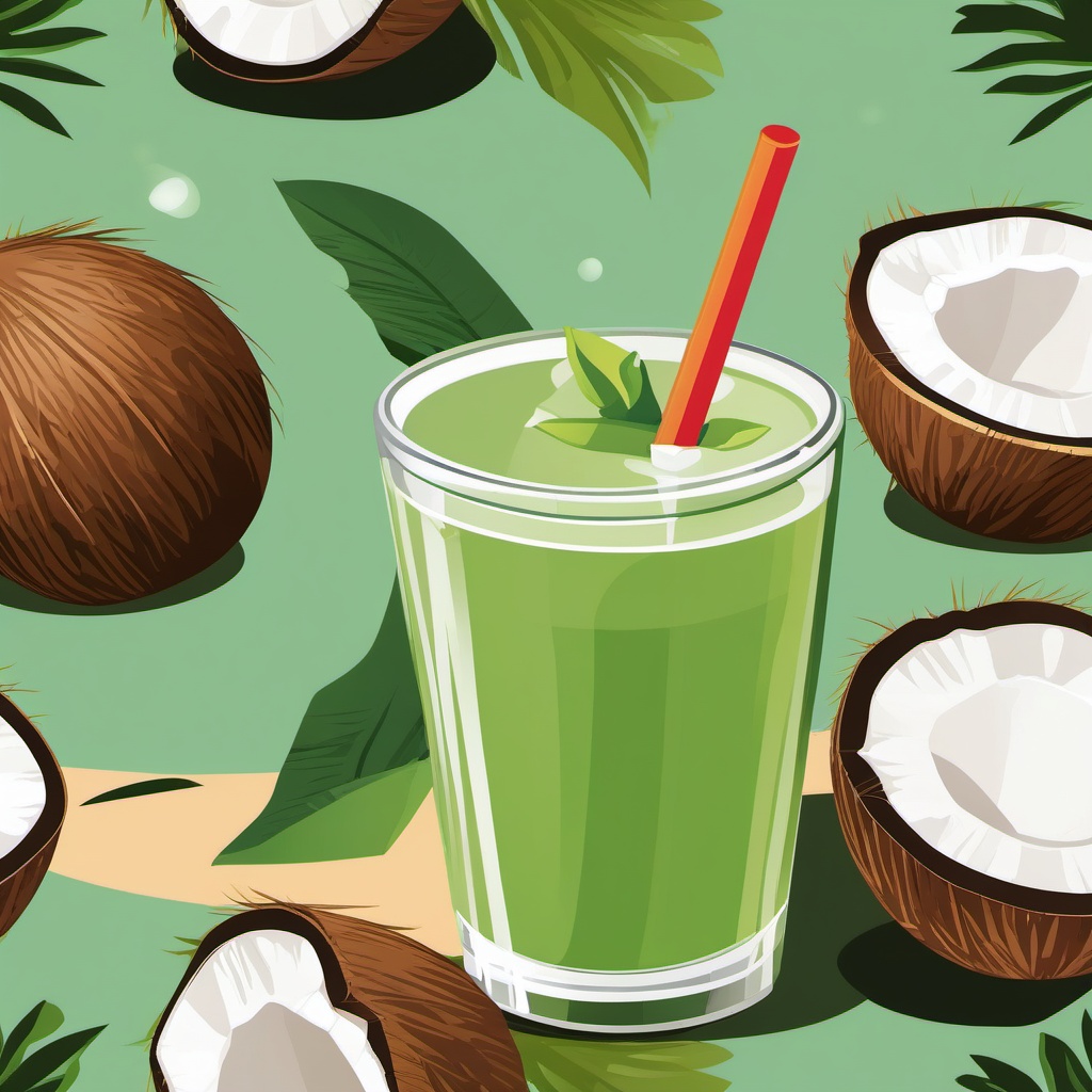 Coconut Water Drink Clipart - A refreshing coconut water drink.  color vector clipart, minimal style