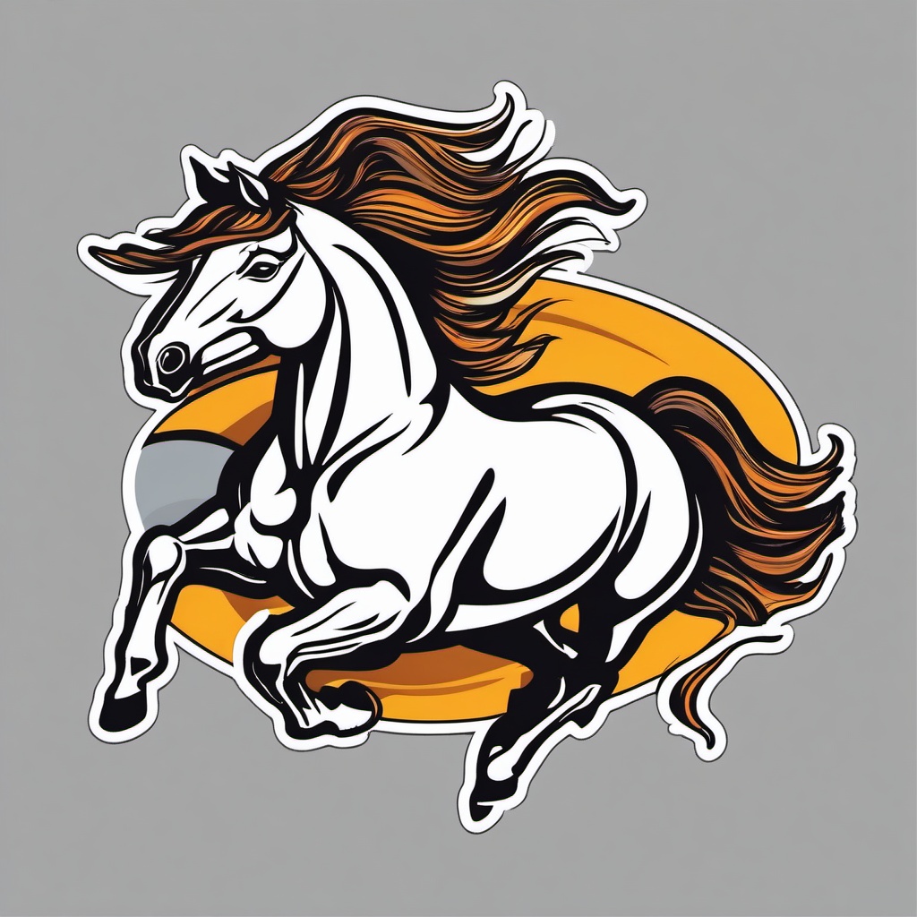 Horse Sticker - A galloping horse with flowing mane, ,vector color sticker art,minimal