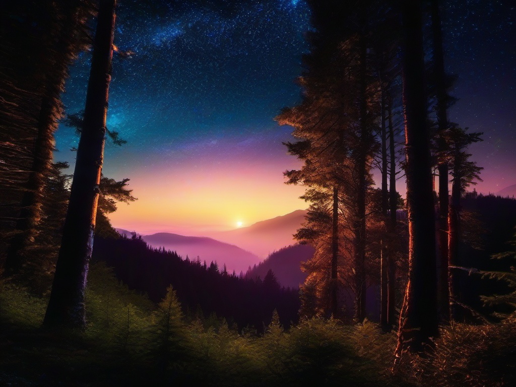 Forest Night Sky Wallpaper  ,desktop background wallpaper