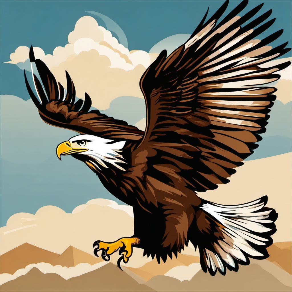 Eagle clipart - Majestic bird of prey soaring in the sky, ,color clipart vector style