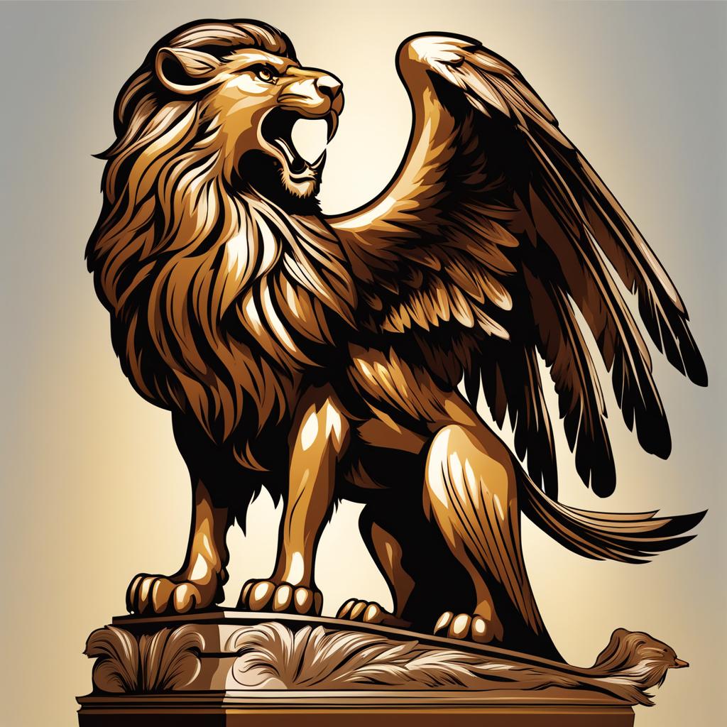 gryphon clipart - a regal gryphon with the body of a lion and an eagle's head. 