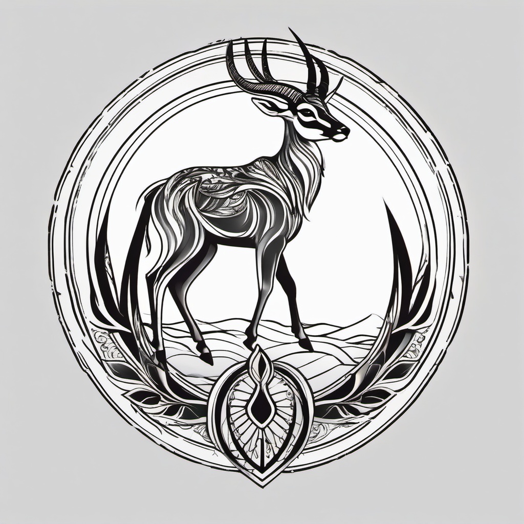 Gazelle tattoo, Graceful gazelle tattoo, signifying speed and agility. , tattoo color art, clean white background