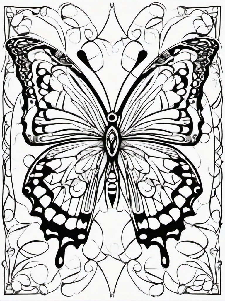 Artistic Butterfly Coloring Pages - Creative Designs for Artistic Expression  minimal black outline printable sheet, coloring page