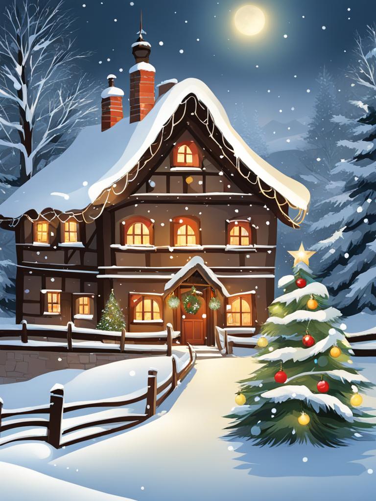 christmas clipart free,bringing joy to a snowy village 